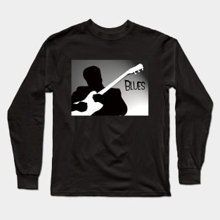 Silhouette of a Blues Player Playing Guitar Long Sleeve T-Shirt